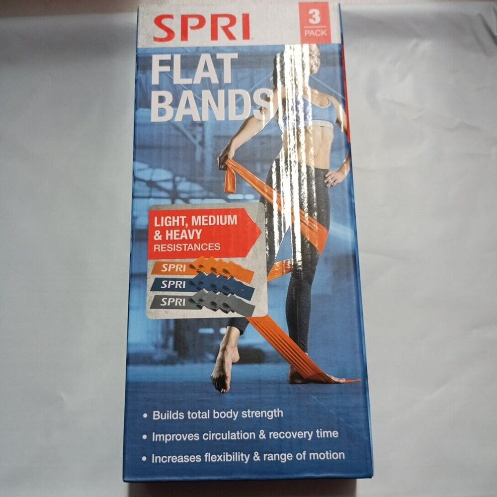 SPRI Flat Bands, Resistance‎ Stretch Band Kit, 3 Pack (Light, Medium, Heavy)
